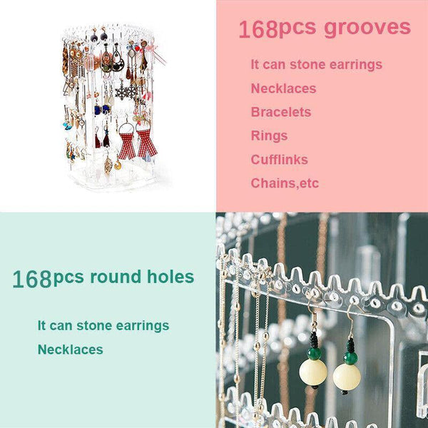 360 Degree Rotating Earring Holder Jewellery Rack Display Stand Organizer Jewellery Holders & Organisers