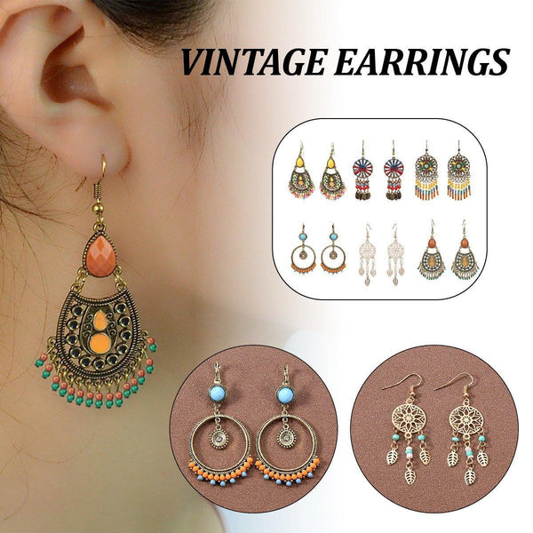 Retro Court Style Geometric Leaf Elegant Vintage Jewelry For Women Gift 1 Earrings