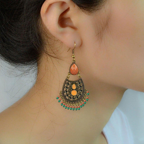 Retro Court Style Geometric Leaf Elegant Vintage Jewelry For Women Gift 1 Earrings