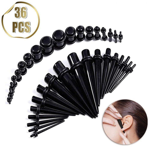 36Pcs Ear Stretching Kit Plug Set Taper Stretcher Expander Tapers Au Earrings