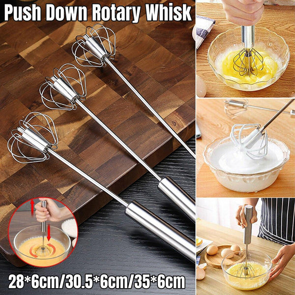 Stainless Steel Semi Automatic Egg Beater Hand Pressed Kitchen Baking Tool 12 Inch Whisks