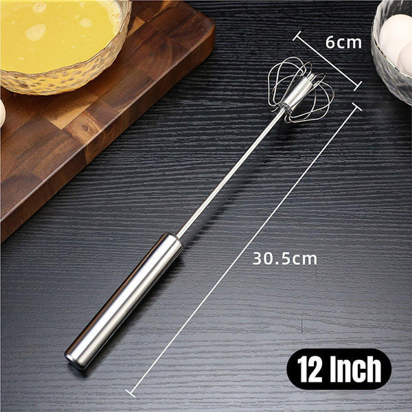Stainless Steel Semi Automatic Egg Beater Hand Pressed Kitchen Baking Tool 12 Inch Whisks