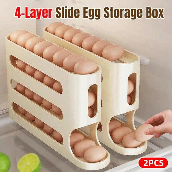 2Pcs 4 Tier Slide Egg Organizer Storage Box Ladder Design For Carton Holder Other Kitchen Storage