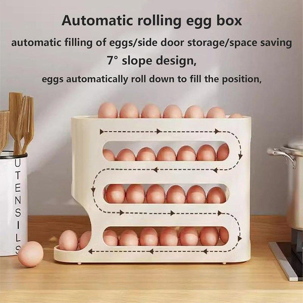 2Pcs 4 Tier Slide Egg Organizer Storage Box Ladder Design For Carton Holder Other Kitchen Storage