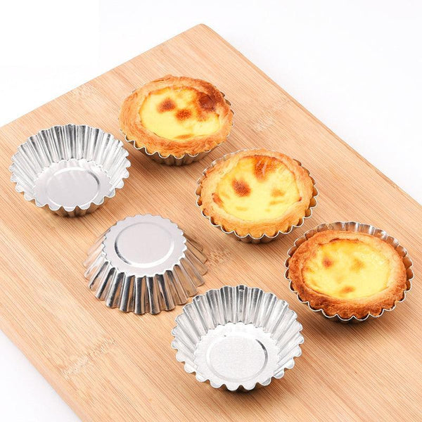 20Pcs Aluminium Egg Tart Moulds Non Stick Round Baking Cups For Cupcakes Pies Baking Cups & Cases