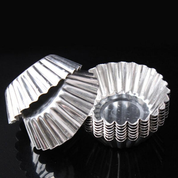 20Pcs Aluminium Egg Tart Moulds Non Stick Round Baking Cups For Cupcakes Pies Baking Cups & Cases