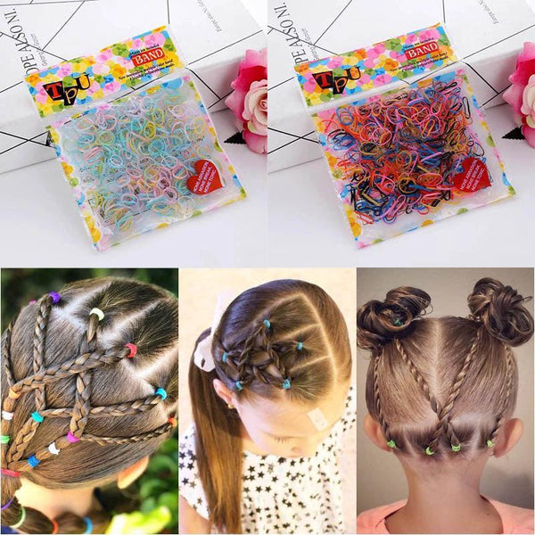 400Pcs Small Elastic Rubber Band Hair Ties Multi Colour Black Ponytail Holders Jelly Hair Accessories