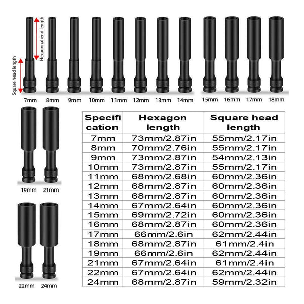 Hexagonal Socket Adapter Set For Electric Impact Wrench Power Drill Tool 24Mm Socket Wrenches