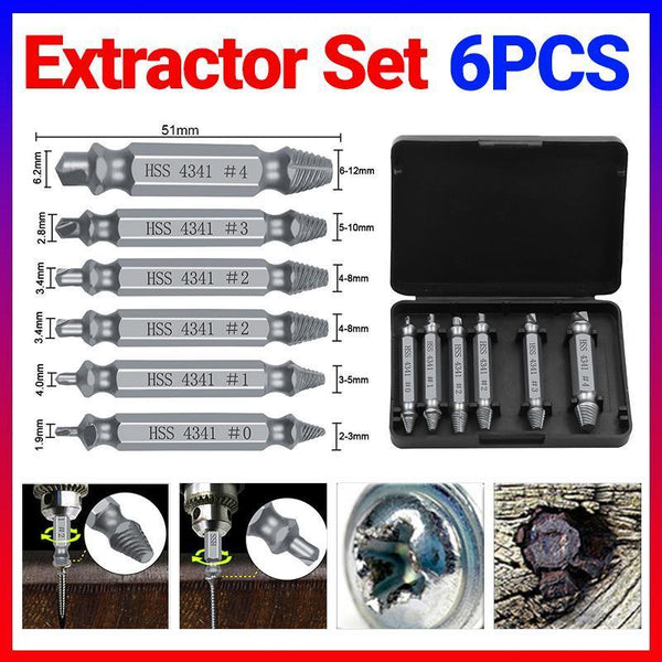 6Pcs Damaged Screw Extractor Set Easy Out Broken Drill Bit Remover Kit Speed Drill Bits