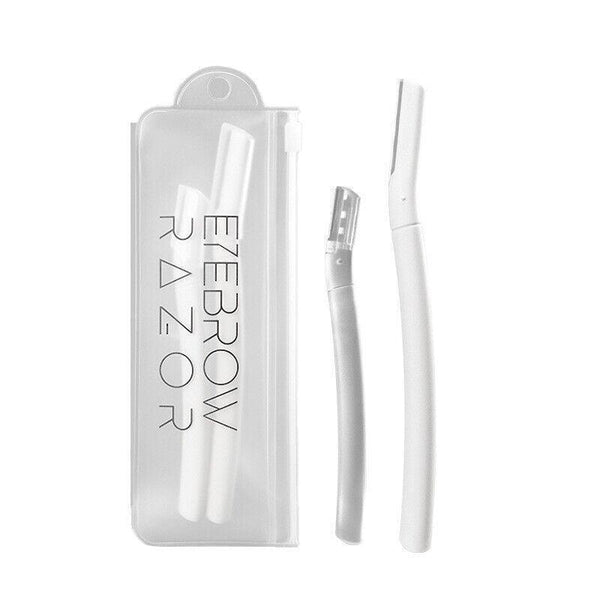 3Pcs Eyebrow Razor Set Facial Trimmer Shaver Blade Hair Remover Beauty Tool White+Clear Razor+Scissor Women's Shavers
