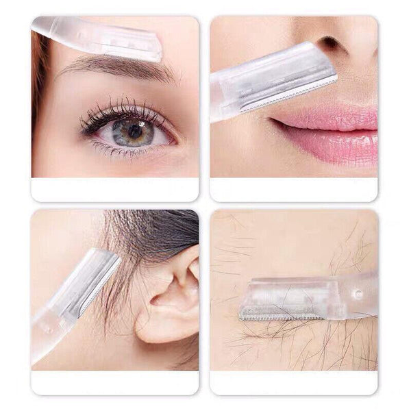 3Pcs Eyebrow Razor Set Facial Trimmer Shaver Blade Hair Remover Beauty Tool White+Clear Razor+Scissor Women's Shavers