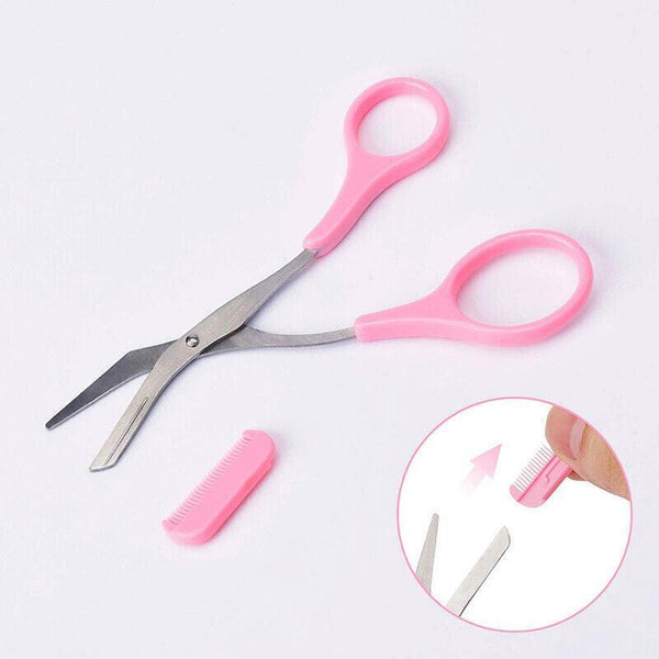 Eyebrow Scissors With Comb Stainless Steel Makeup Trimmer Beauty Tool 3 Colours Black (Eyebrow Razor + Scissor) Eyebrow Liner & Definition
