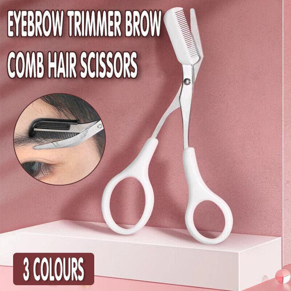 Eyebrow Scissors With Comb Stainless Steel Makeup Trimmer Beauty Tool 3 Colours Pink (Eyebrow Razor + Scissor) Other Makeup Tools & Accs.