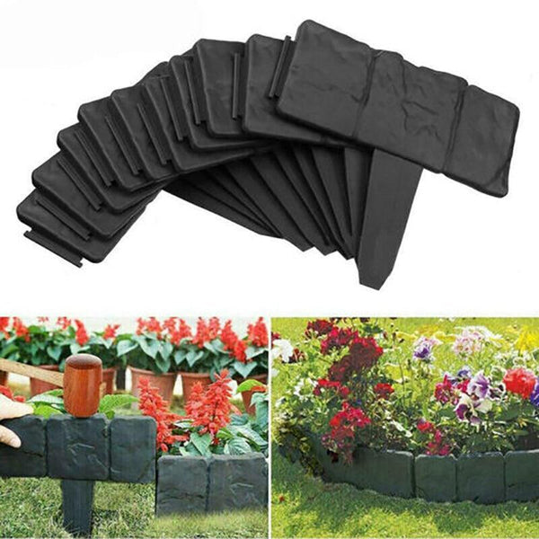 20Pcs Garden Fence Edging Plastic Lawn Border For Outdoor Yard Flower Bed Black Garden Edging & Borders