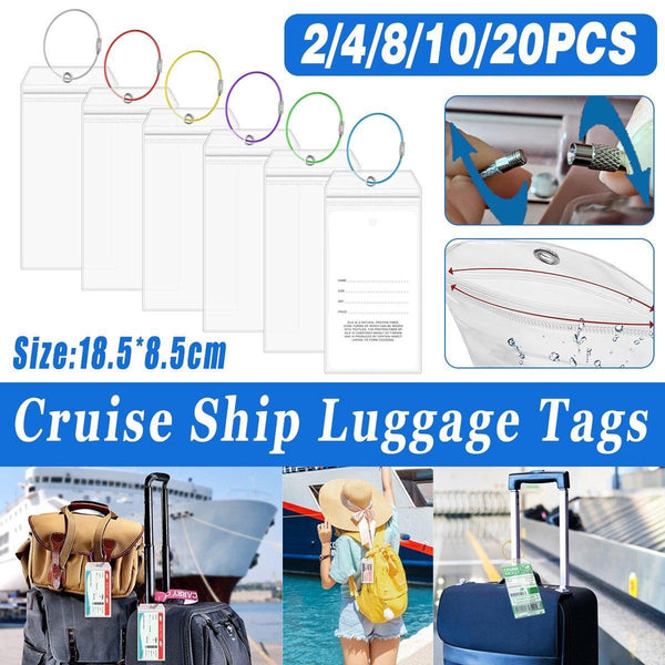 Cruise Ship Holders Zip Pouch Keyring Steel Wire Cable 2Pcs Luggage Tags