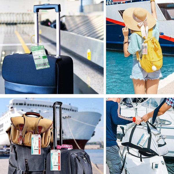 Cruise Ship Holders Zip Pouch Keyring Steel Wire Cable 2Pcs Luggage Tags