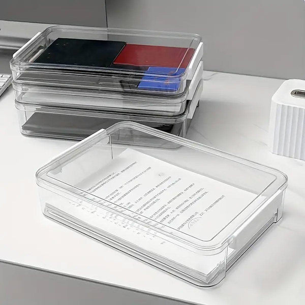 Large Capacity A4 File Storage Box Transparent Plastic Document Organizer Case Filing Boxes