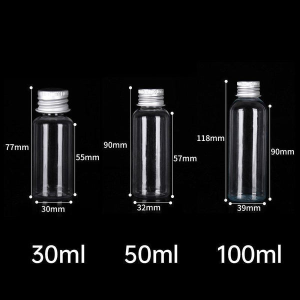 Clear Plastic Bottles With Aluminum Caps Liquid Dispenser Containers 30Ml 100Pcs Travel Bottles & Containers