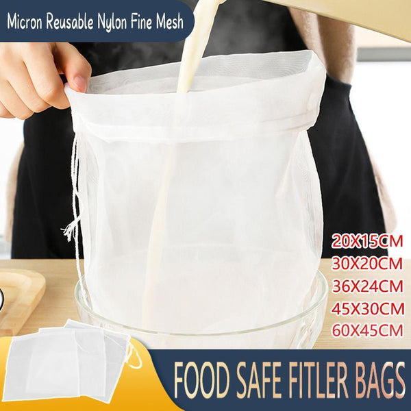 Micron Reusable Nylon Fine Mesh Food Strainer Filter Bag For Nut Milk Coffee 36 X 24 Cm Colanders Strainers & Sifters