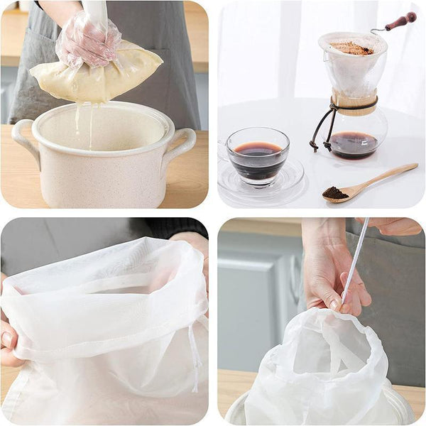 Micron Reusable Nylon Fine Mesh Food Strainer Filter Bag For Nut Milk Coffee 36 X 24 Cm Colanders Strainers & Sifters
