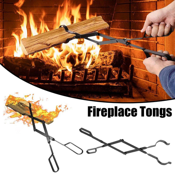 Folding Fireplace Tongs Grip Pit Pliers Outdoor Indoor Tools Durable Fireplace & Stove Accessories