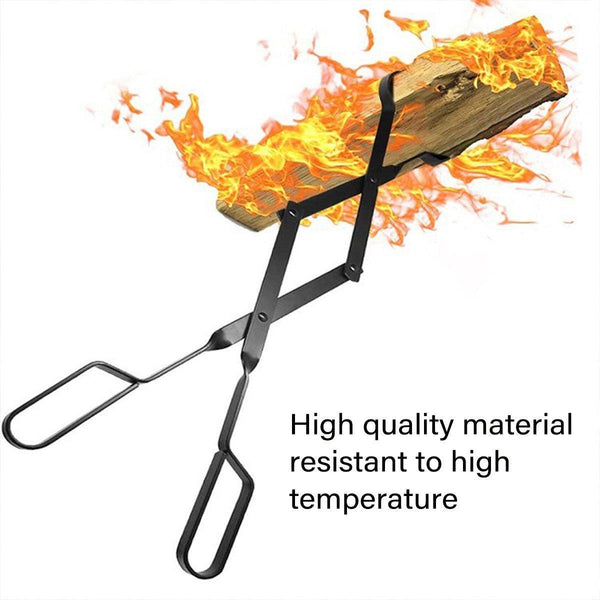 Folding Fireplace Tongs Grip Pit Pliers Outdoor Indoor Tools Durable Fireplace & Stove Accessories