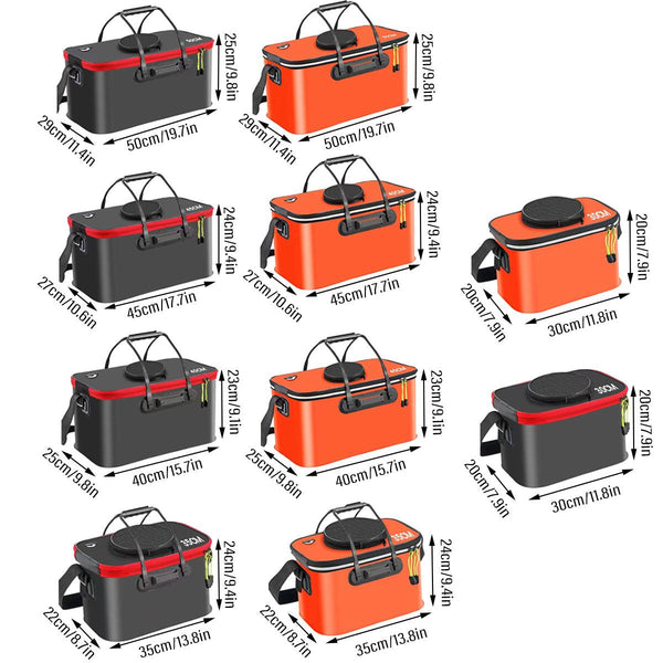 Folding Eva Fishing Bucket Multi Use Live Container With Strap Orange 45Cm Tackle Boxes & Bags