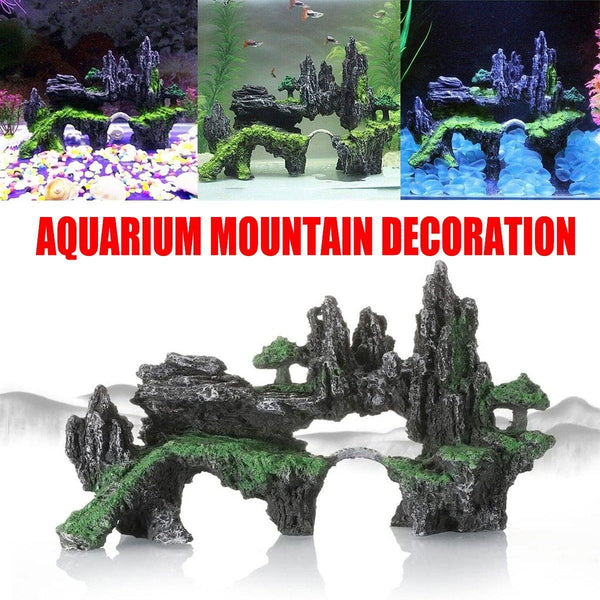 Aquarium Decoration Rock Cave Stone Ornament Fish Tank Mountain View Aquariums