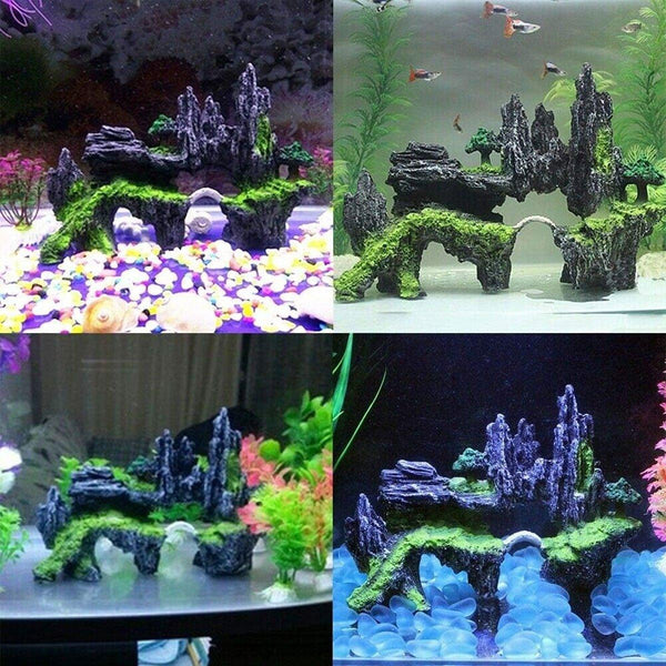 Aquarium Decoration Rock Cave Stone Ornament Fish Tank Mountain View Aquariums