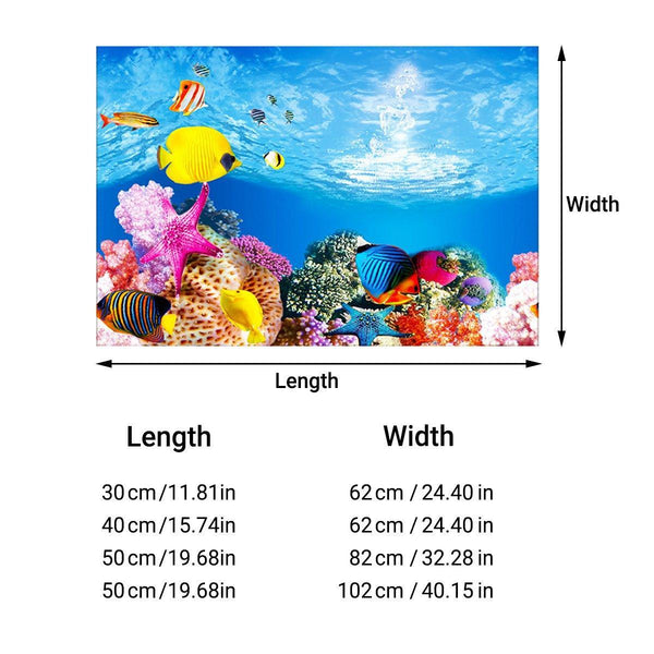 Aquarium Background Fish Tank Wallpaper Double Sided Decoration Sticker Paper H 40Cmx62cm Aquariums