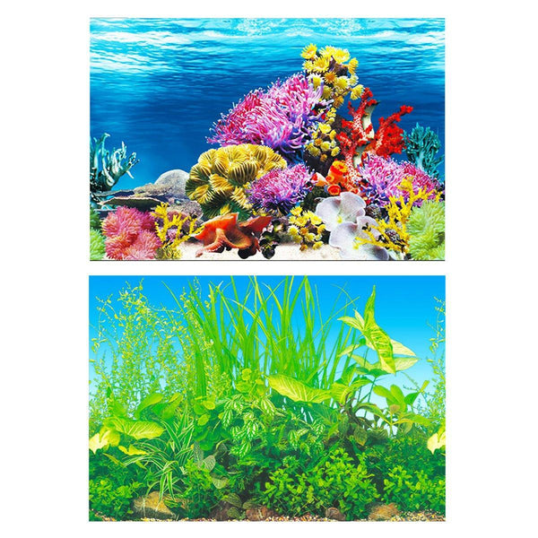 Aquarium Background Fish Tank Wallpaper Double Sided Decoration Sticker Paper H 40Cmx62cm Aquariums