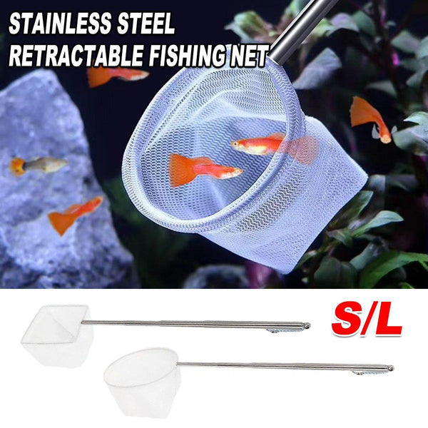 Retractable Fish Net For Tank Pocket Fishing With Handle Aquarium Tools Square Aquariums