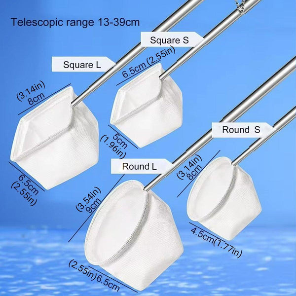 Retractable Fish Net For Tank Pocket Fishing With Handle Aquarium Tools Square Aquariums