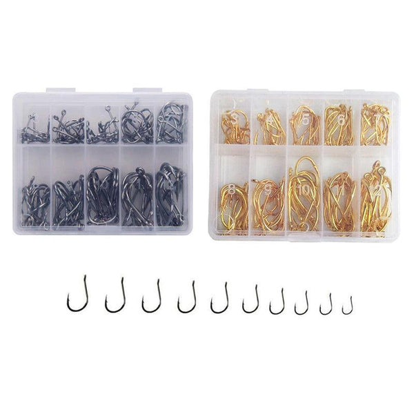 Fishing Octopus Style 100Pcs Chemically Sharpened Assorted Sizes 3 12 Black Hooks