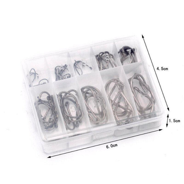 Fishing Octopus Style 100Pcs Chemically Sharpened Assorted Sizes 3 12 Black Hooks