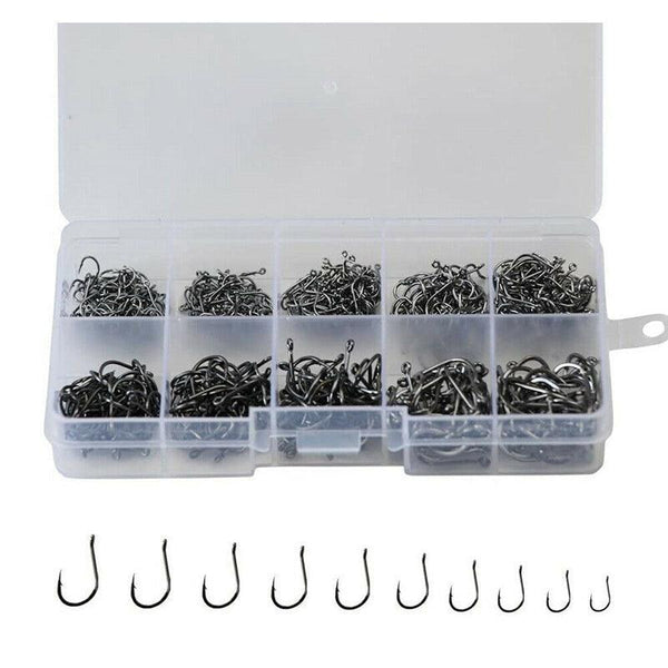 Fishing Octopus Style 100Pcs Chemically Sharpened Assorted Sizes 3 12 Black Hooks