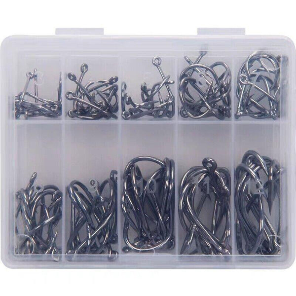 Fishing Octopus Style 100Pcs Chemically Sharpened Assorted Sizes 3 12 Black Hooks