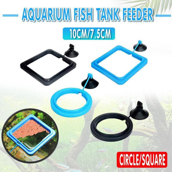 Fish Feeding Ring Aquarium Tank Feeder Floating Food Black Square Aquariums