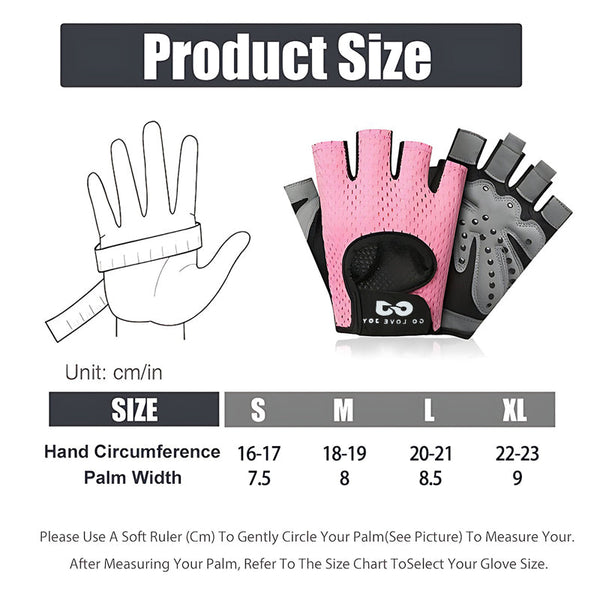 L Size Women Fitness Gym Training Gloves Half Finger Gel Weight Lifting Workout Black Gloves Straps & Hooks