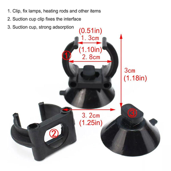 20Pcs Black Suction Mount Clips For Aquarium Equipment Aquariums