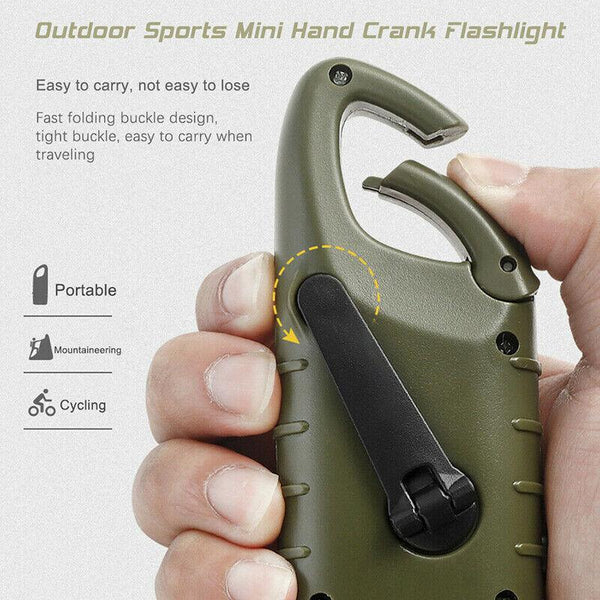 Hand Crank Solar Powered Rechargeable Led Camping Emergency Flashlight Black Flashlights