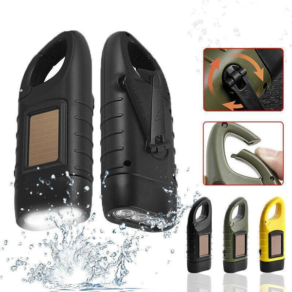Hand Crank Solar Powered Rechargeable Led Camping Emergency Flashlight Green Flashlights