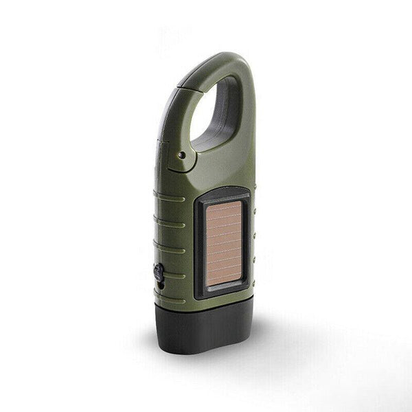Hand Crank Solar Powered Rechargeable Led Camping Emergency Flashlight Green Flashlights