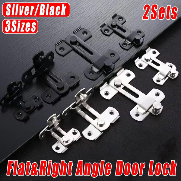 2 Sets 90 Degree Sliding Door Latch Lock Catch Kit For Home Use Flat Black L Sliding Door Hardware