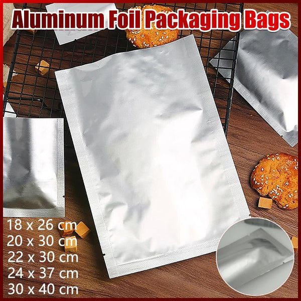 Silver Open Top Aluminum Foil Packaging Bags Heat Seal Vacuum Food Pouches 30X40cm Food Storage Containers