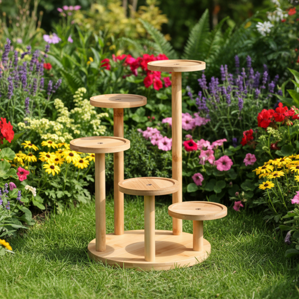 Round Tabletop Flower Stand Balcony Storage Shelf Display Rack Indoor Outdoor Display Stands
