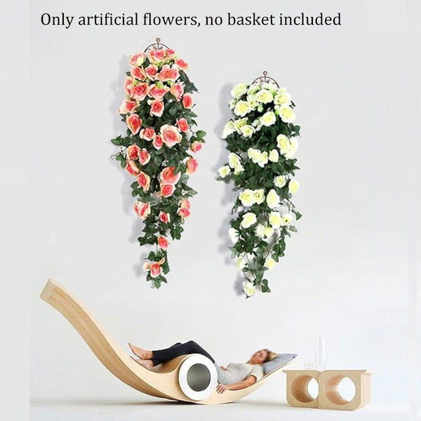 2Pcs Artificial Rose Flower Garland Hanging Vine Home Wall Decor Fake Rattan Red Artificial Plants