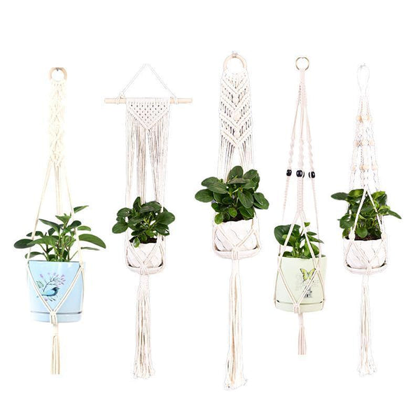 Macrame Plant Flower Pot Holder Hanger Hanging Planter Basket Hemp Rope Braided #17 Planters & Vases