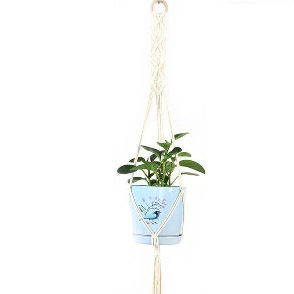 Macrame Plant Flower Pot Holder Hanger Hanging Planter Basket Hemp Rope Braided #17 Planters & Vases