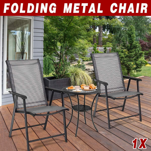 Outdoor Folding Chair Metal Portable Patio Balcony With Backrest Sub Patio Chairs